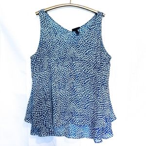 Lane Bryant Blue Animal Print Double Layer Tank 18
